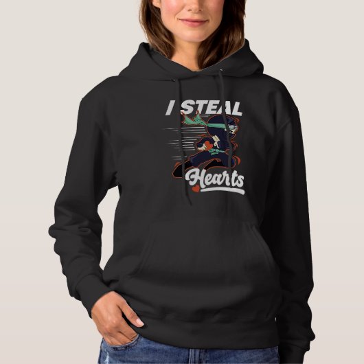 I Steal Hearts Ninja Boys Valentines Day Kids and  Hoodie (Voorkant)