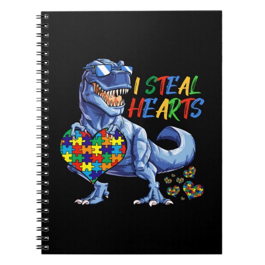 I Steal Hearts Puzzle Autism Awareness Dinosaurs Notitieboek (Voorkant)