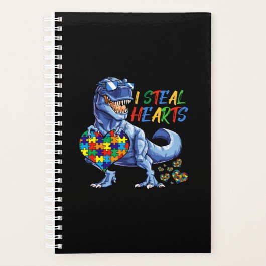 I Steal Hearts Puzzle Autism Awareness Dinosaurs Planner (Voorkant)