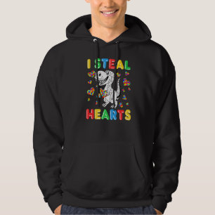 I Steal Hearts Puzzle Autism Awareness Dinosaurs R Hoodie