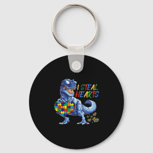 I Steal Hearts Puzzle Autism Awareness Dinosaurs Sleutelhanger