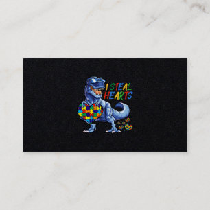 I Steal Hearts Puzzle Autism Awareness Dinosaurs Visitekaartje