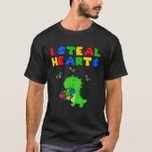 I Steal Hearts Puzzle Autism Awareness Maand Rex D T-shirt (Voorkant)