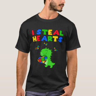 I Steal Hearts Puzzle Autism Awareness Month Rex D T-shirt