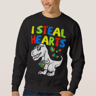 I Steal Hearts Puzzle Autism Awareness Rex Dinosau Trui