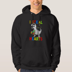 I Steal Hearts Puzzle T Rex Dinosaurs Autisme Hoodie