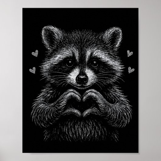 I Steal Hearts Raccoon Valentines Racoon Meme Grap Poster (Voorkant)