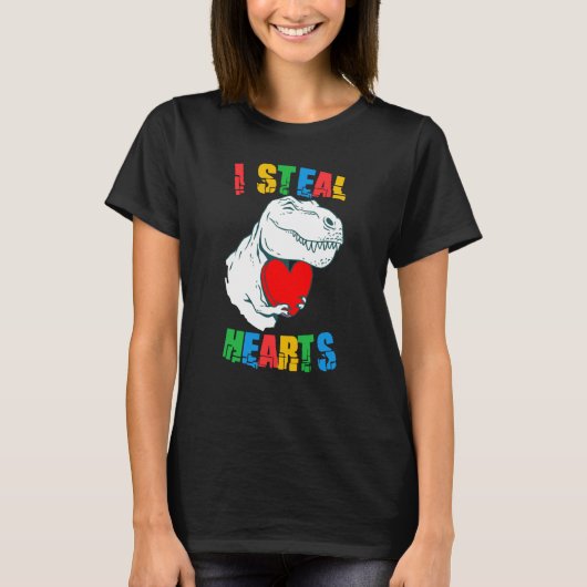 I Steal Hearts Rex Autism Awareness Valentines Day T-shirt (Voorkant)