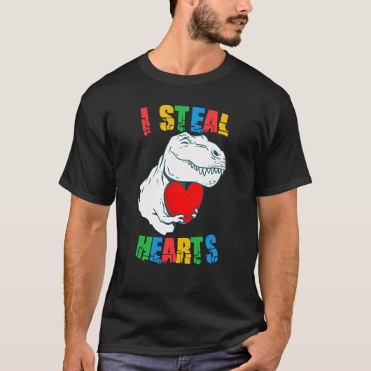 I Steal Hearts Rex Autism Awareness Valentines Day T-shirt (Voorkant)
