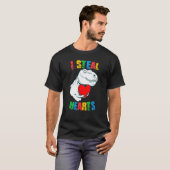 I Steal Hearts Rex Autism Awareness Valentines Day T-shirt (Voorkant volledig)