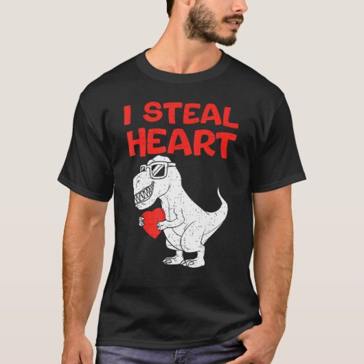I Steal Hearts Shirt Dinosaur T rex Valentines Day (Voorkant)