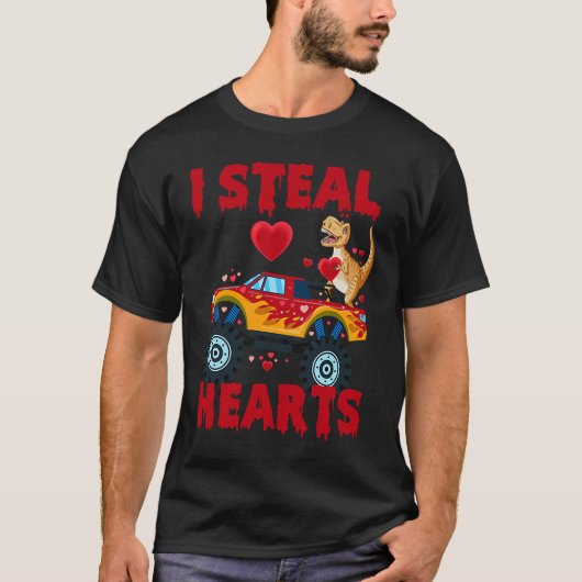 I Steal Hearts T Rex Dinosaur Valentines Day For B T-shirt (Voorkant)