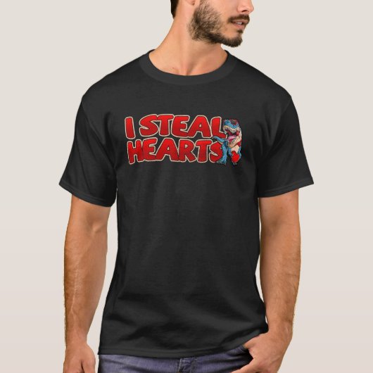 I Steal Hearts Trex Dino Boy Valentines Day Toddle T-shirt (Voorkant)