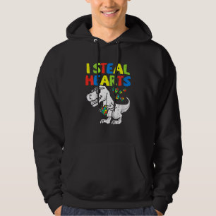 I Steal Hearts Trex Dinosaur Toddler Autism Awaren Hoodie