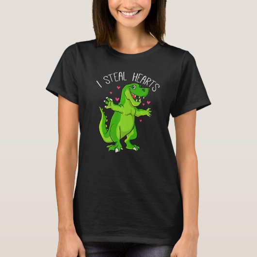 I Steal Hearts Valentijnsdag Dinosaur Boys Valent T-shirt (Voorkant)