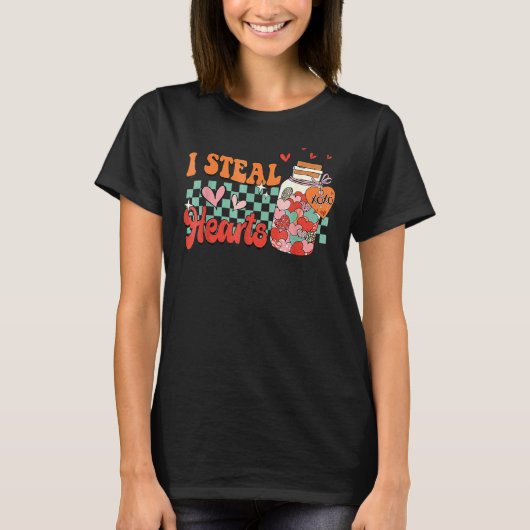 I Steal Hearts Xoxo Retro Groovy Valentines Day Dr T-shirt (Voorkant)