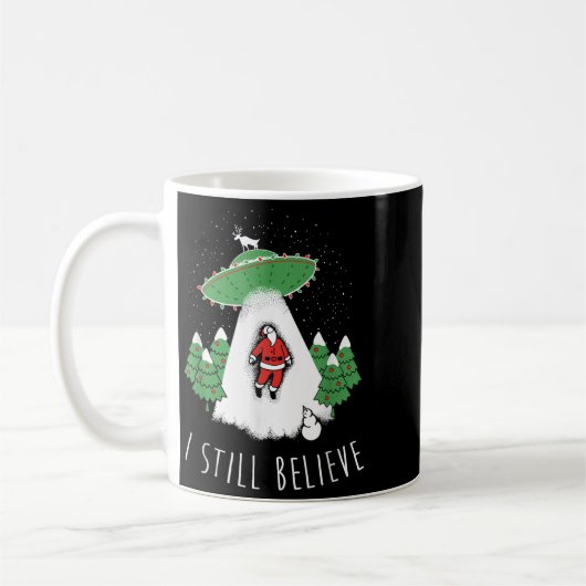 I Still Believe Santa Claus Alien Spaceship Funny Koffiemok (Links)