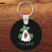 I Still Believe Santa Claus Alien Spaceship Funny  Sleutelhanger (Voorkant)