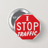 I STOP Verkeer met rood stopteken Ronde Button 5,7 Cm (Voorkant /achterkant)