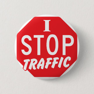 I STOP Verkeer met rood stopteken Ronde Button 5,7 Cm