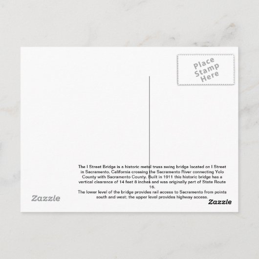 I Street Bridge Briefkaart (Achterkant)