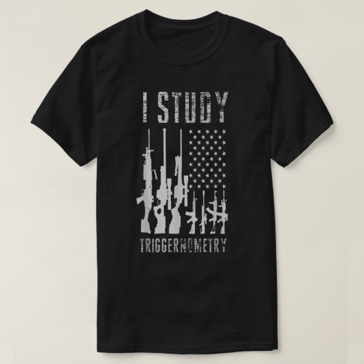 I Study Triggernometry Shirt Pistool American Flag (Design voorkant)