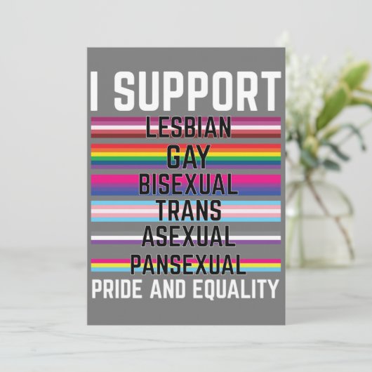 I Support Lesbian Gay Bisexual Trans Asexual Panse Kaart (Staand voorkant)