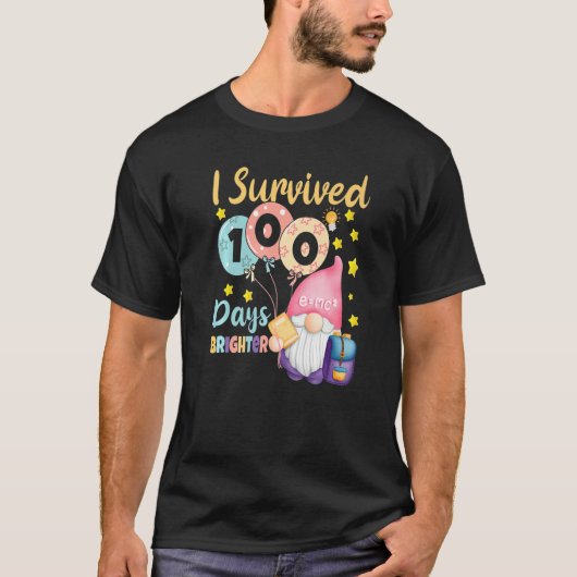 I Survived 100 Days Brighter  Gnomes Teacher Kids T-shirt (Voorkant)
