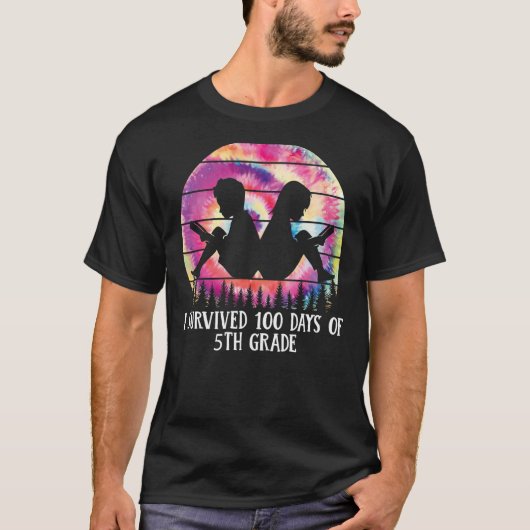 I SURVIVED 100 DAYS OF 5TH GRADE TEACHER SCHOOL T-SHIRT (Voorkant)