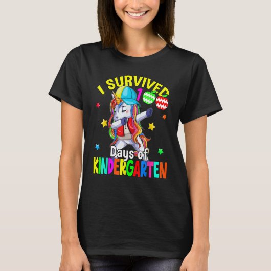 I Survived 100 Days Of Kindergarten Cute Dabbing U T-shirt (Voorkant)