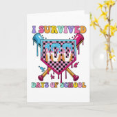 I Survived 100 Days of School Baseball Theme Kaart (Gele Bloem)