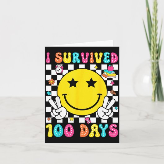 I Survived 100 Days Of School Boys Kids 100th Day  Kaart (Voorkant)