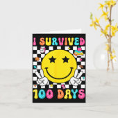 I Survived 100 Days Of School Boys Kids 100th Day  Kaart (Gele Bloem)