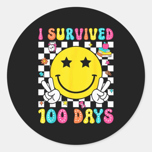 I Survived 100 Days Of School Boys Kids 100th Day Ronde Sticker (Voorkant)
