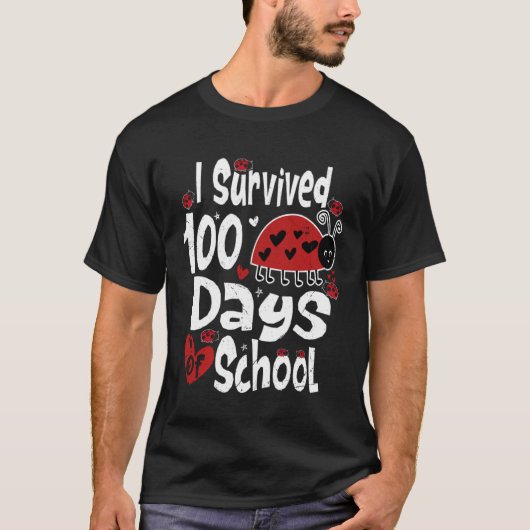 I Survived 100 Days Of School Bug Teacher Kids lad T-shirt (Voorkant)