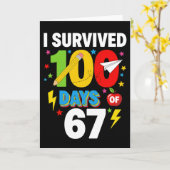 I Survived 100 Days of School Funny Student Kaart (Gele Bloem)