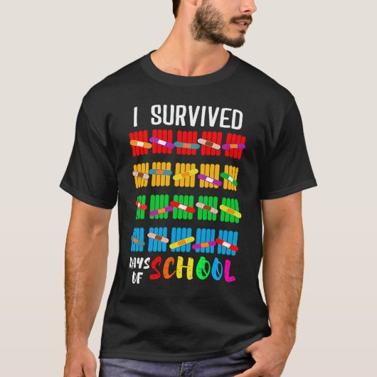 I Survived 100 Days of School Students Teachers T-shirt (Voorkant)