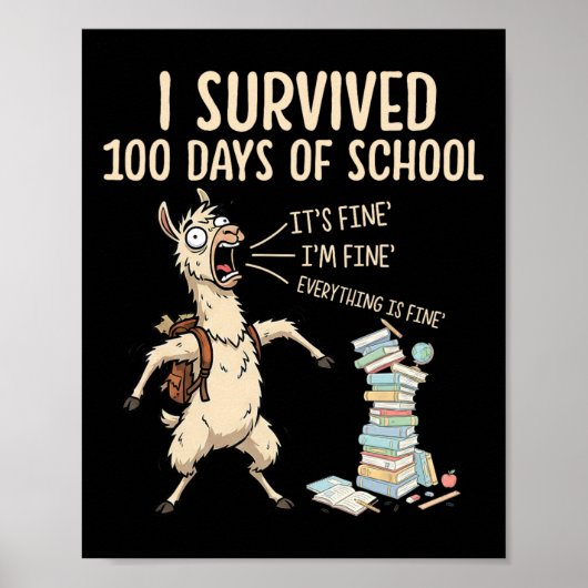 I Survived 100 Days Of School Teacher Funny 100th  Poster (Voorkant)