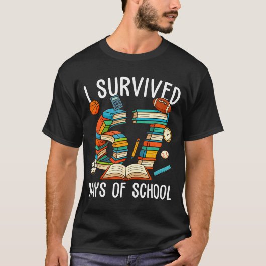 I Survived 67 Day Of School Funny Kids Boys Six Se T-shirt (Voorkant)