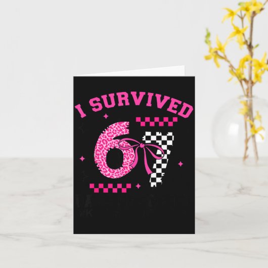 I Survived 67 Days Leopard Checkered 67 Kindergart Kaart (Gele Bloem)