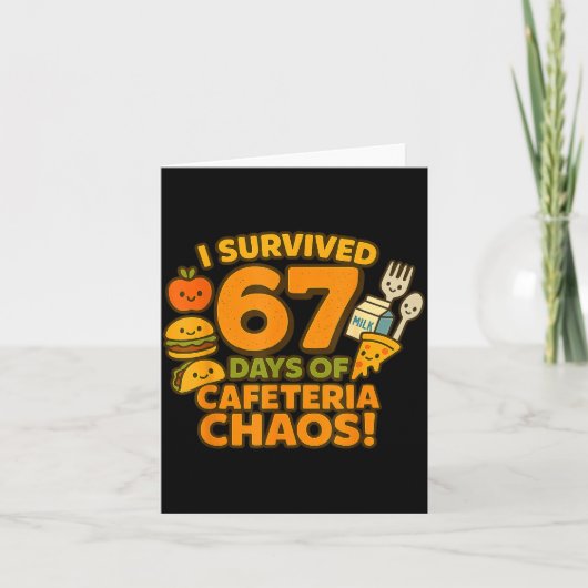 I Survived 67 Days Of Cafeteria Chaos 67 Meme Lunc Kaart (Voorkant)