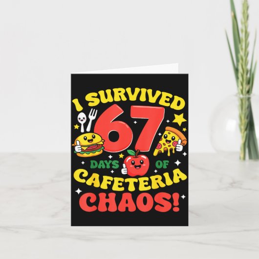 I Survived 67 Days Of Cafeteria Chaos 67 Meme Lunc Kaart (Voorkant)