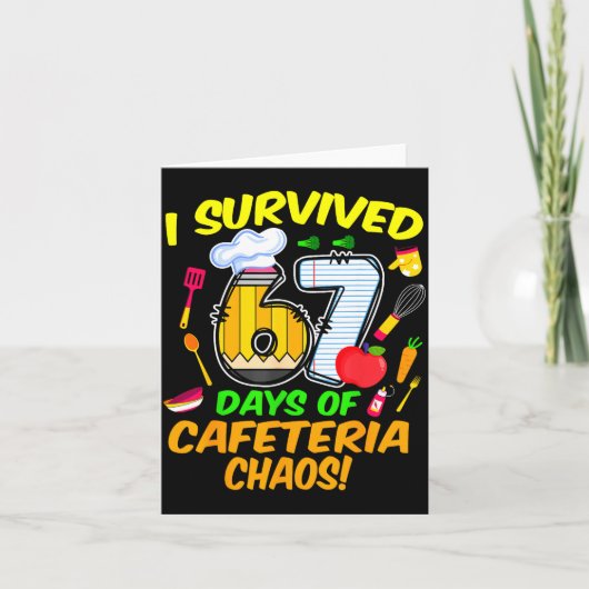 I Survived 67 Days Of Cafeteria Chaos 67 Meme Lunc Kaart (Voorkant)