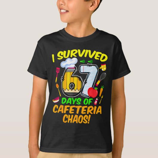 I Survived 67 Days Of Cafeteria Chaos 67 Meme Lunc T-shirt (Voorkant)
