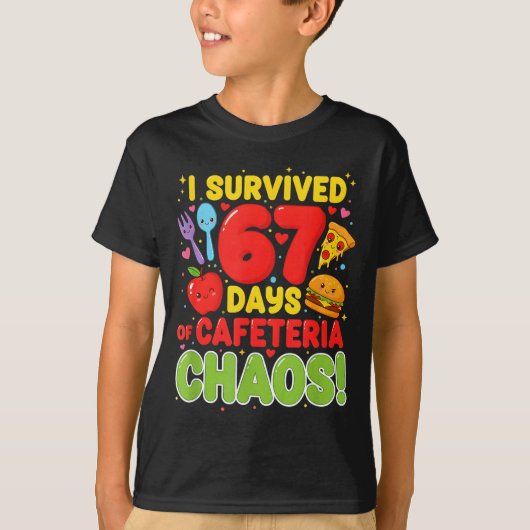 I Survived 67 Days Of Cafeteria Chaos 67 Meme Lunc T-shirt (Voorkant)