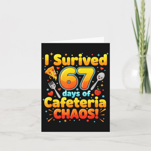 I Survived 67 Days Of Cafeteria Chaos 6 7 Meme Lun Kaart (Voorkant)