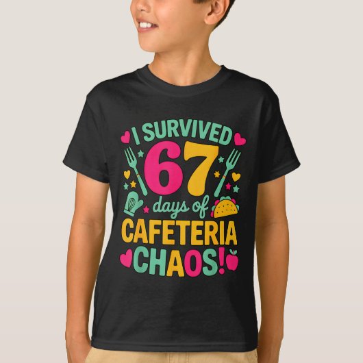 I Survived 67 Days Of Cafeteria Chaos Cute Food Lu T-shirt (Voorkant)