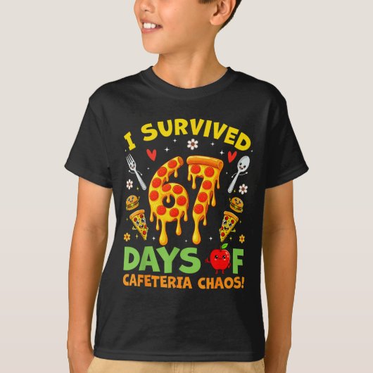 I Survived 67 Days Of Cafeteria Chaos Funny Boy Gi T-shirt (Voorkant)