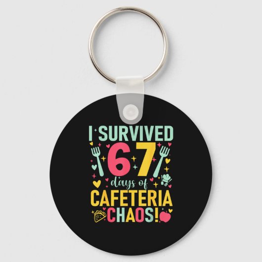 I Survived 67 Days Of Cafeteria Chaos Lunch Lady S Sleutelhanger (Voorkant)