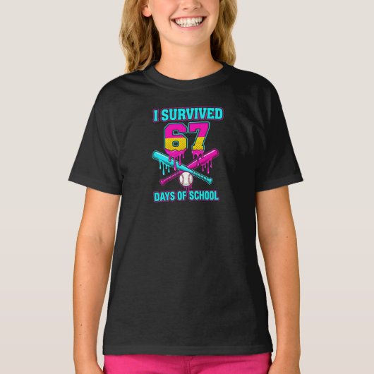 I Survived 67 Days of School, 67 Ice Cream Drip  T-shirt (Voorkant)